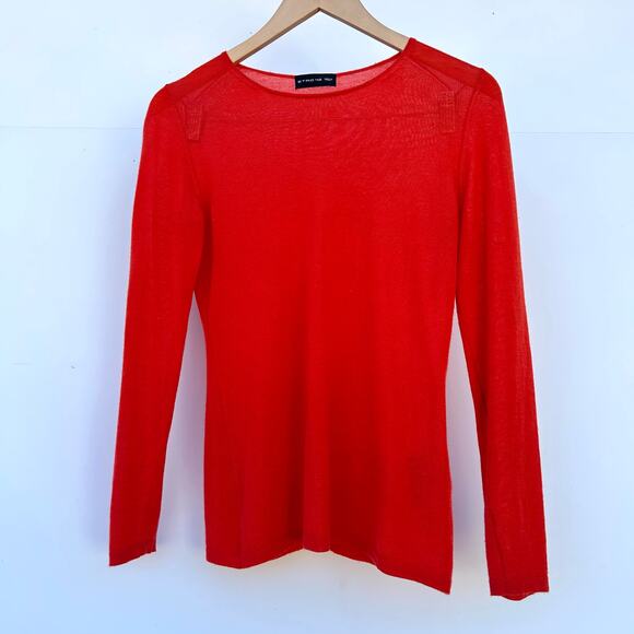 ETRO Fine-Gauge Red Coral Boat Neck Lightweight Cashmere Sweater 6 Jumper 42 - Picture 2 of 9